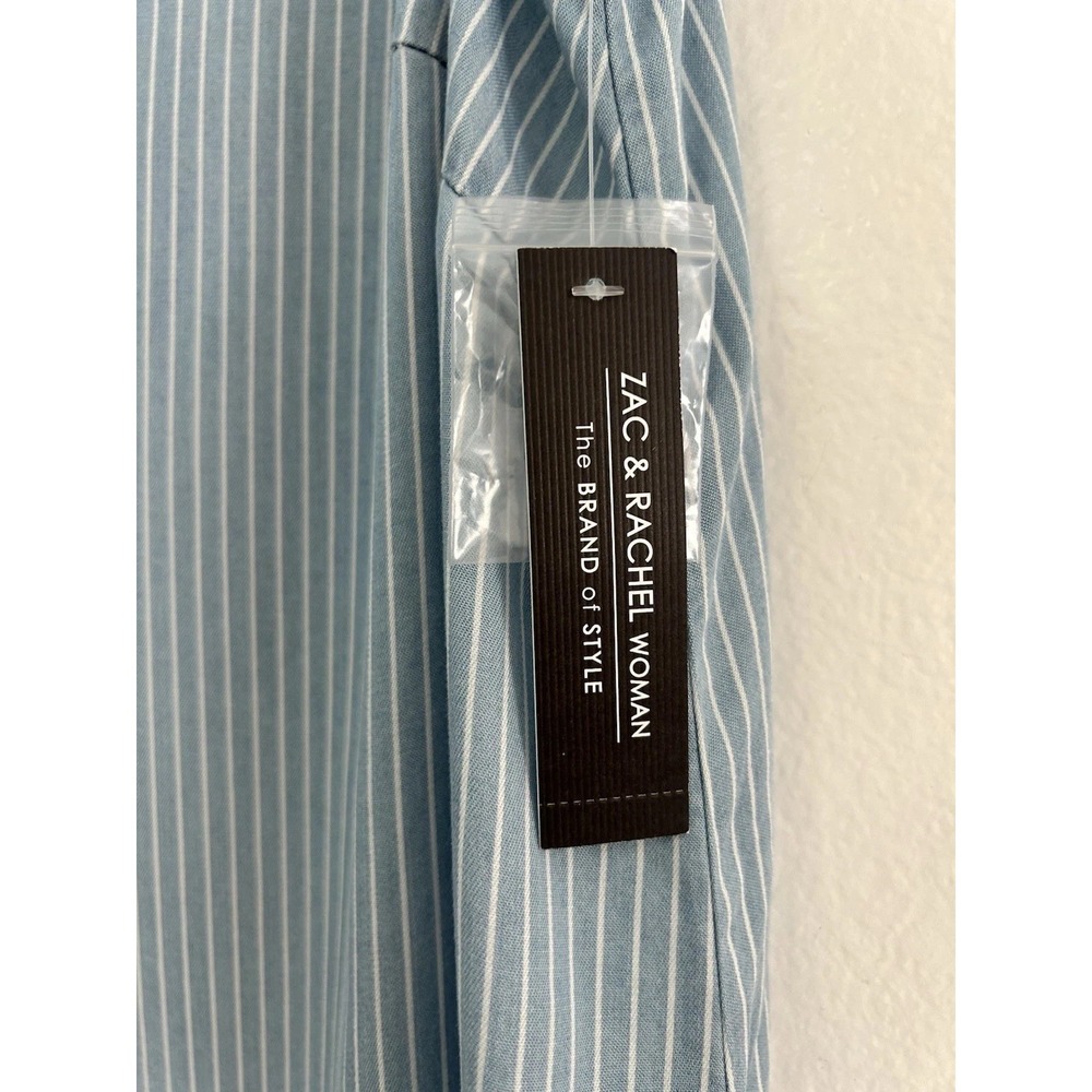 NWT ZAC & RACHEL 1X Womens Sleeveless Blouse Blue White Stripe Style Designer‎ - Picture 7 of 8